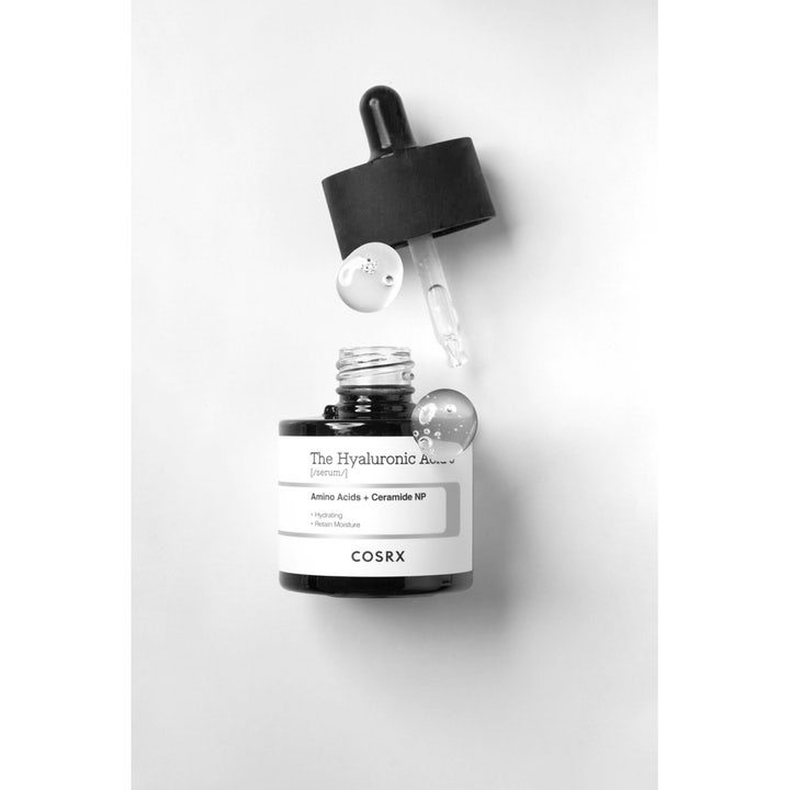 COSRX The Hyaluronic Acid 3 Serum 20 ml fuktighetsgivende serum med amino acids og ceramide i glassflaske med pipette