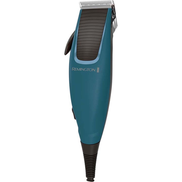 Remington hårklipper for presis trimming i en blå og sort utførelse med sølvfargede blader og ledning.