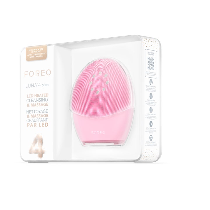 FOREO LUNA 4 plus Normal Skin 1 stk ansiktsrens og massasje i hvit og gjennomsiktig originalemballasje.