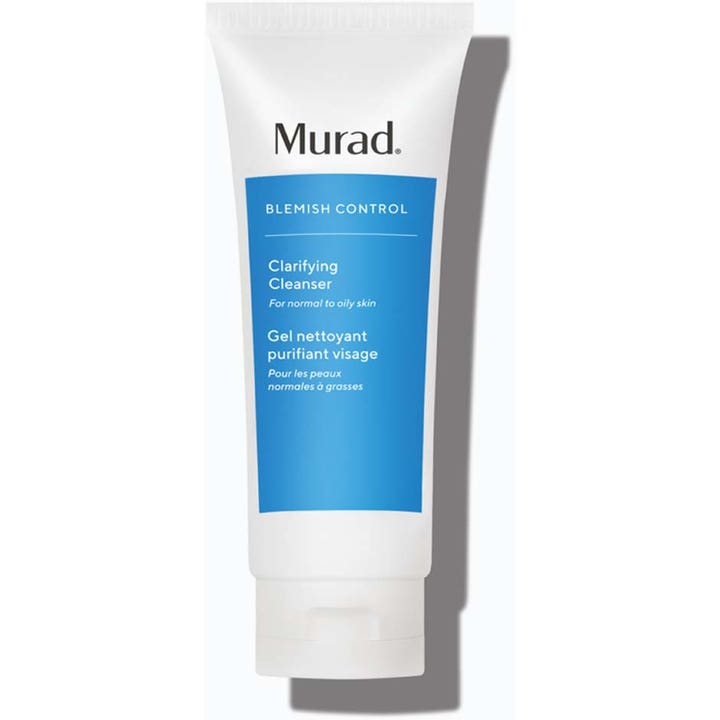 Murad Clarifying Cleanser 200 ml ansiktsrens mot uren hud i hvit tube med blått design og hvit kork