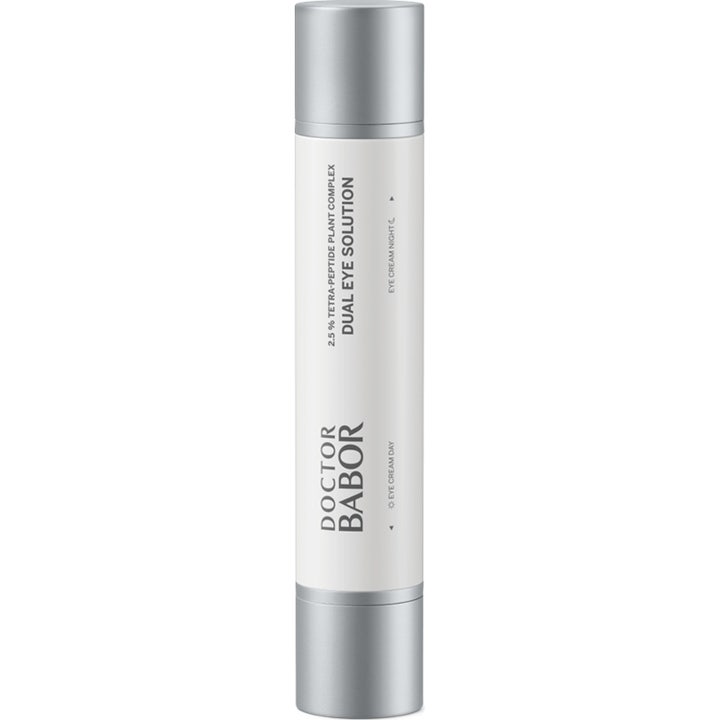 Doctor Babor Dual Eye Solution 30 ml pleiende øyekrem i hvit dobbeltsidig tube med stilrene sølvkorker