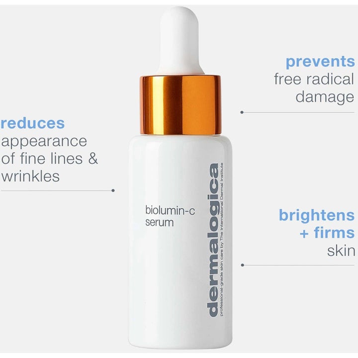 Dermalogica Biolumin-C Serum anti-age ansiktsserum i hvit flaske med kobberkork som gir fastere hud.