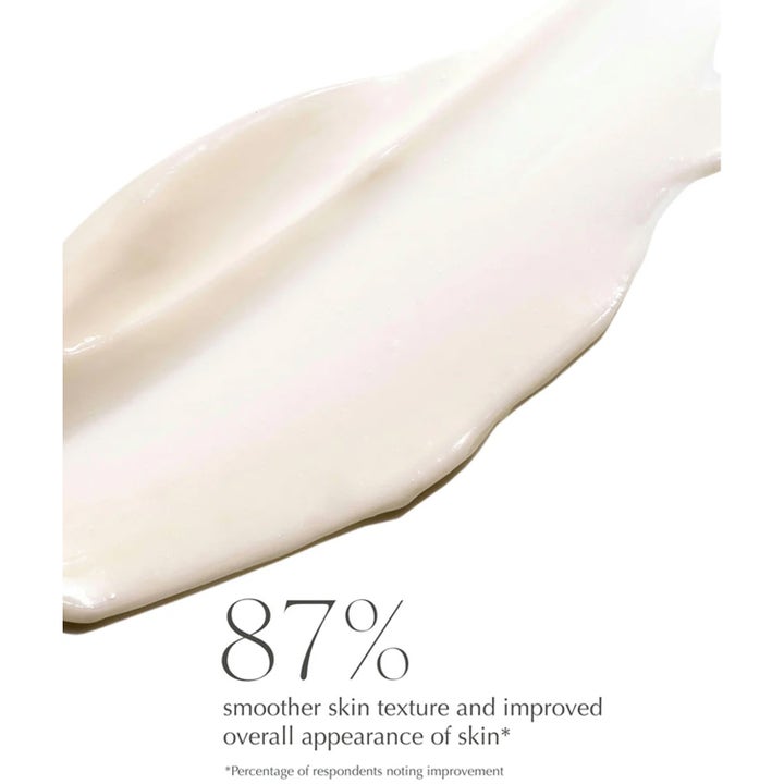 Exuviance Glycolic Expert Moisturizer 50 ml fuktighetskrem med hvit kremet tekstur og tekst om 87 % glattere hud