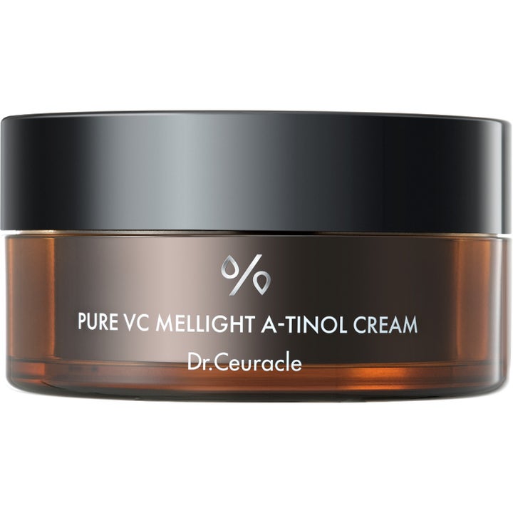 Dr. Ceuracle Pure VC Mellight A-Tinol Cream ansiktskrem som gir glød i en brun glasskrukke med svart lokk