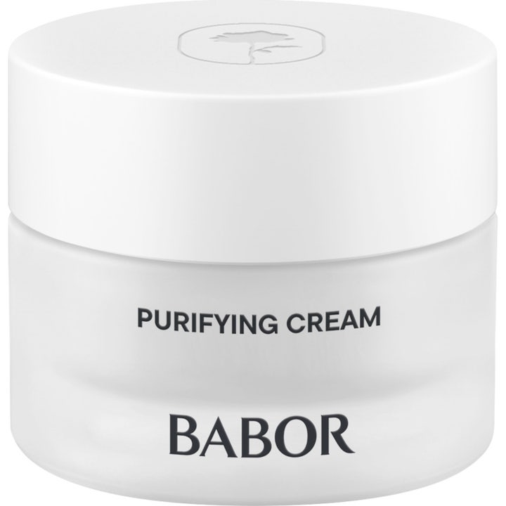 Babor Skinovage Purifying Cream 50 ml rensende ansiktskrem i hvit frostet glasskrukke med hvitt lokk