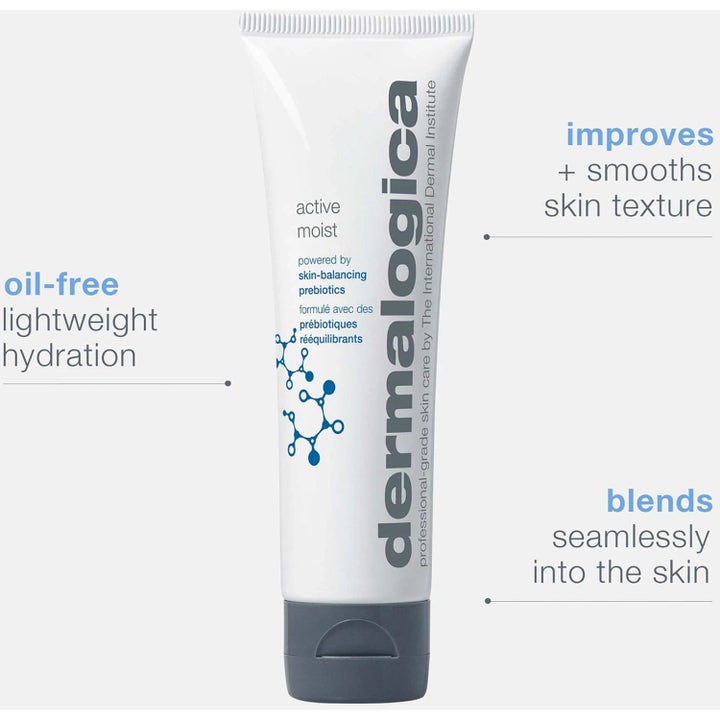 Dermalogica Active Moist Duo oljefri ansiktskrem gir lett fuktighet og glattere hudtekstur i hvit tube.