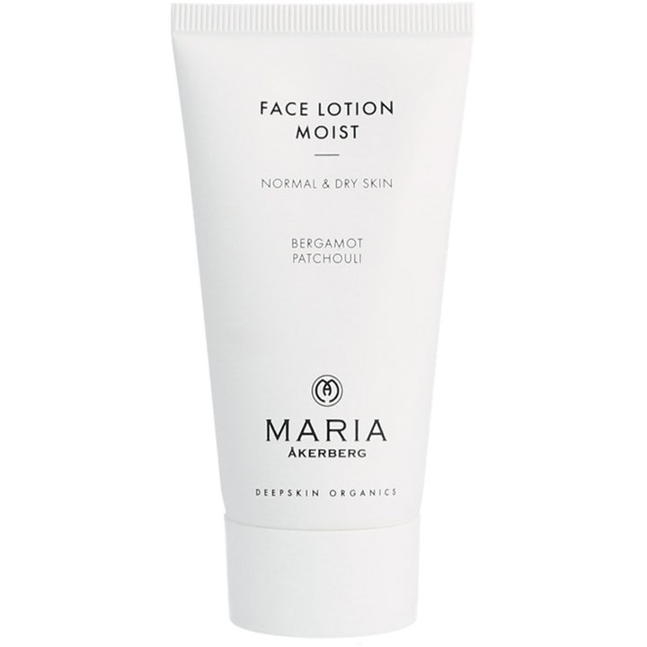 Maria Åkerberg Face Lotion Moist fuktighetsgivende ansiktskrem i en hvit, minimalistisk tube for tørr hud.