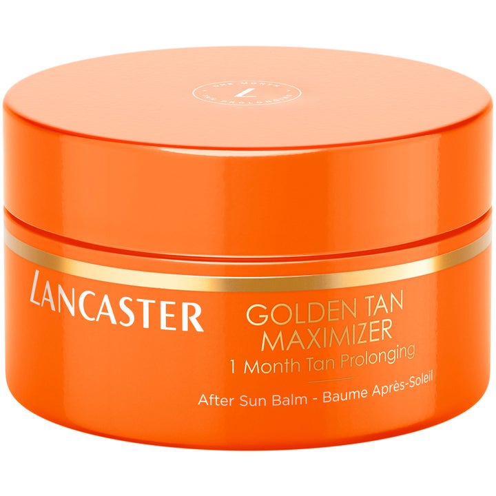 Lancaster Golden Tan Maximizer After Sun Balm 200 ml i en oransje krukke med detaljer i gull.