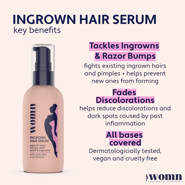 Womn Ingrown Hair Serum 50 ml vegansk intimpleie mot inngrodde hår og nupper med peeling fra AHA og BHA.