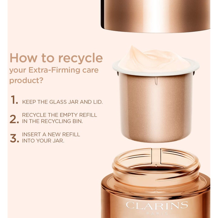 Clarins Extra-Firming Jour 50 ml glattende dagkrem med guide for resirkulering av refill i rosegull krukke