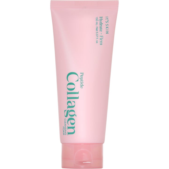 It'S SKIN Peptide Collagen Cleansing Foam 150 ml oppstrammende ansiktsrens i en lyserosa tube med grønn tekst.
