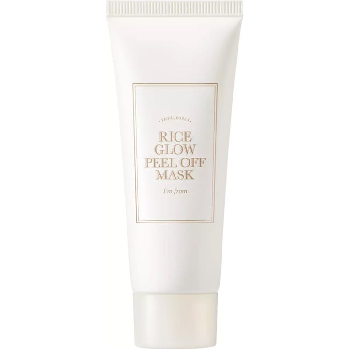 I'm from Rice Glow Peel Off Mask 100ml eksfolierende ansiktsmaske som gir glød i en hvit tube med gulldetaljer
