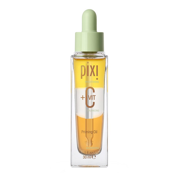Pixi +C VIT Priming Oil 30 ml glødgivende ansiktsolje med vitamin C i glassflaske med lysegrønn pipette.