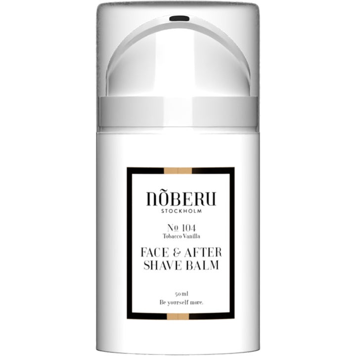 Nõberu No 104 Face & After Shave Balm 50 ml fuktighetsgivende aftershave i hvit pumpeflaske med gjennomsiktig kork