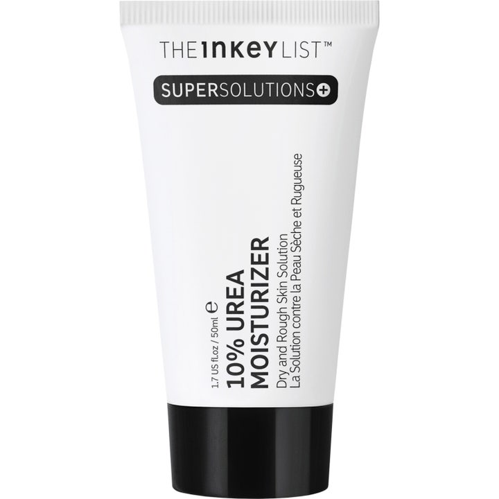 The Inkey List 10% Urea Moisturizer 50ml fuktighetskrem som lindrer tørr hud i en hvit tube med sort skrukork