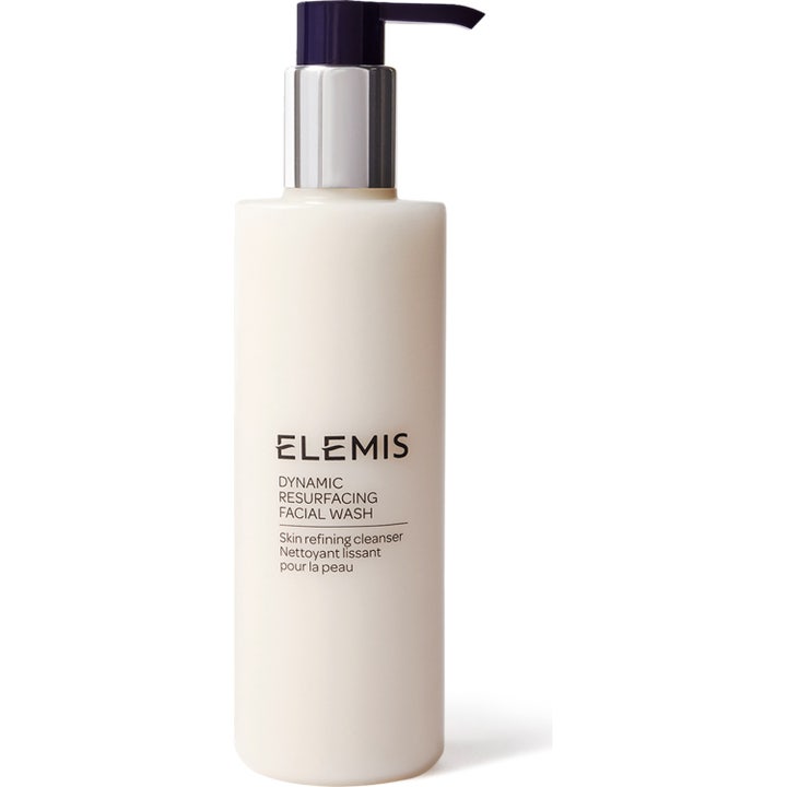 Elemis Dynamic Resurfacing Facial Wash 200 ml eksfolierende ansiktsrens i hvit pumpeflaske med sølvdetaljer