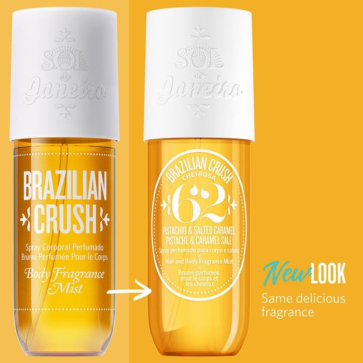 Sol de Janeiro Brazilian Crush Cheirosa 62 Duo 2x90 ml fragrance mist viser nytt design på de gule flaskene.
