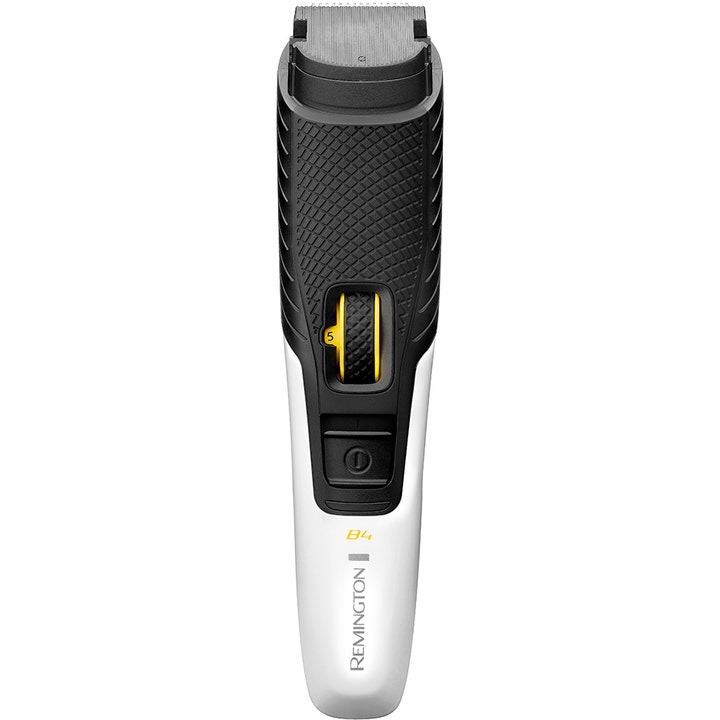 Remington Style Series B4 skjeggtrimmer for presis styling med hvitt og sort grep og gult zoom-hjul