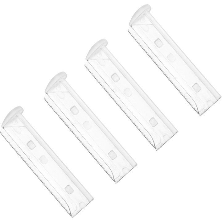 Tweezerman Facial Razor Replacement Blades 4-pakning for hårfjerning viser fire blader i klar plast med hvite tupper