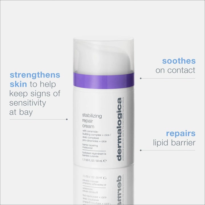 Dermalogica Stabilizing Repair Cream 50 ml beroligende ansiktskrem i hvit pumpeflaske som reparerer lipidbarrieren.