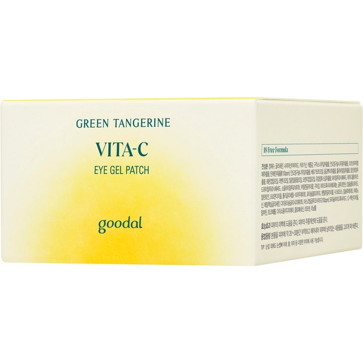 Goodal Green Tangerine Vita C Eye Gel Patch 60 stk opplysende øyepatcher i en gul og hvit eske med vitamin C