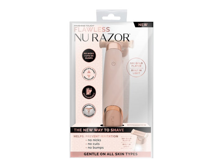 Flawless Nu Razor 1 stk for skånsom hårfjerning i eske med 18K gullbelagt hode og innebygd lys.