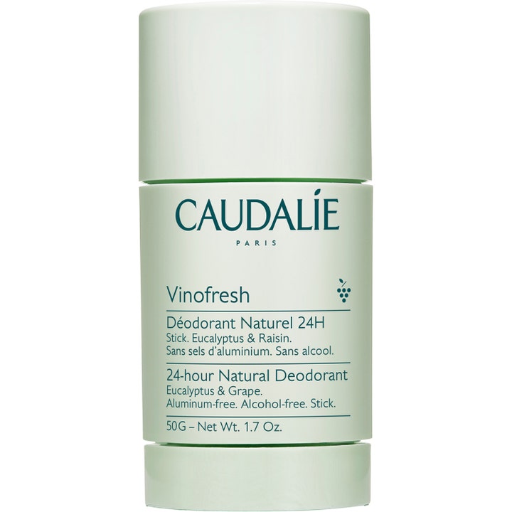 Caudalie Vinofresh Natural Deodorant 50g aluminiumsfri stift som gir friskhet i en lysegrønn sylinderformet hylse