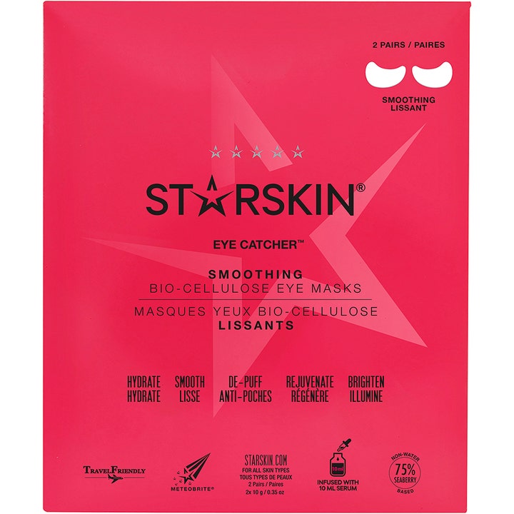 Starskin Eye Catcher Smoothing Bio-Cellulose Eye Masks 24 g i rosa pakning som gir glatt hud under øynene
