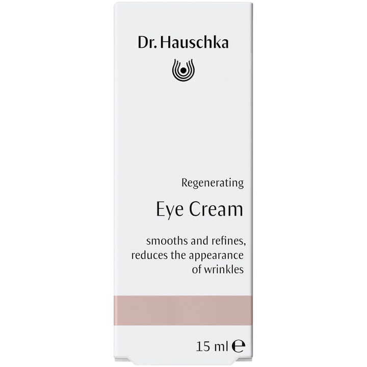 Dr. Hauschka Regenerating Eye Cream 15 ml utglattende øyekrem i hvit eske som reduserer synlige rynker.