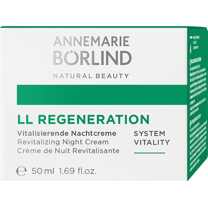 Annemarie Börlind LL Regeneration Night Cream 50 ml revitaliserende nattkrem i hvit eske med grønn stripe