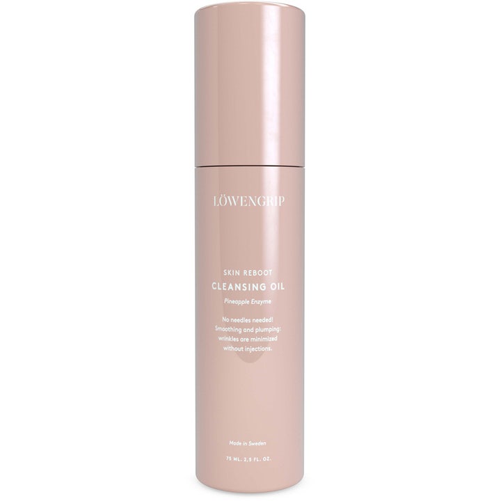 Löwengrip Skin Reboot Cleansing Oil 75 ml utjevnende renseolje med ananasenzym i en beige sylinderformet flaske.