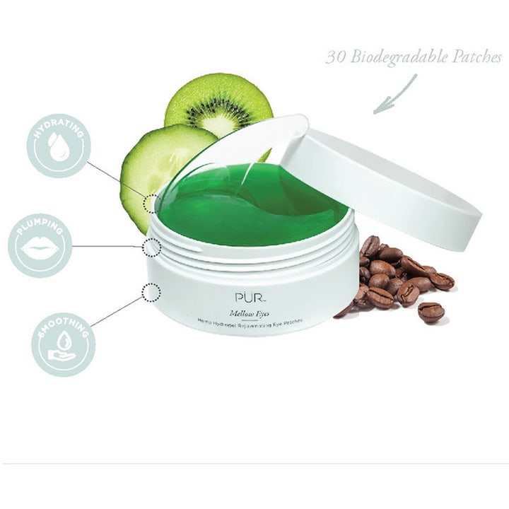 PÜR Mellow Eyes Rejuvenating Eye Patches 90 g fuktighetsgivende øyemaske med grønne patches agurk og kaffebønner