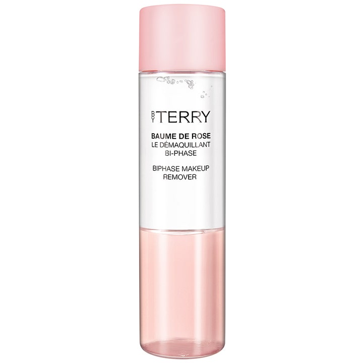 By Terry Baume de Rose Biphase Makeup Remover 200 ml i en flaske med tofaset klar og lyserosa væske.
