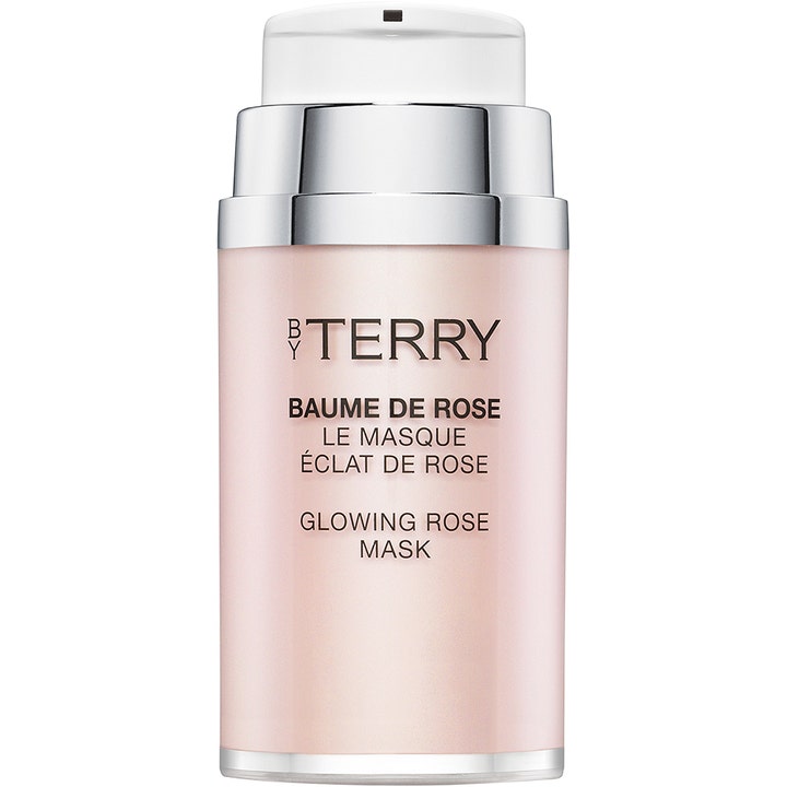 By Terry Baume de Rose Le Masque Éclat de Rose glødgivende ansiktsmaske i en lyserosa pumpeflaske med sølvdetaljer