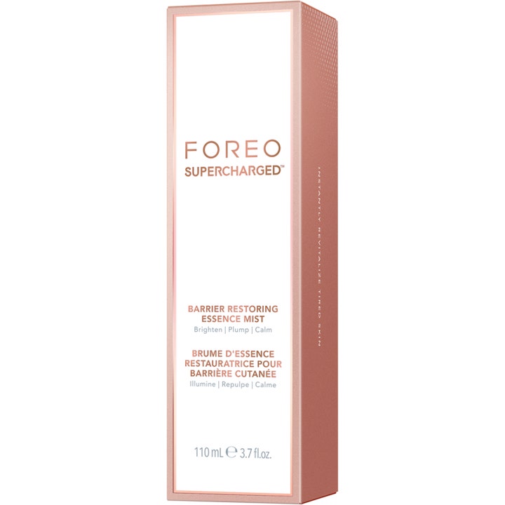 FOREO SUPERCHARGED Barrier Restoring Essence Mist 110 ml fuktighetsgivende face mist i rosegull eske
