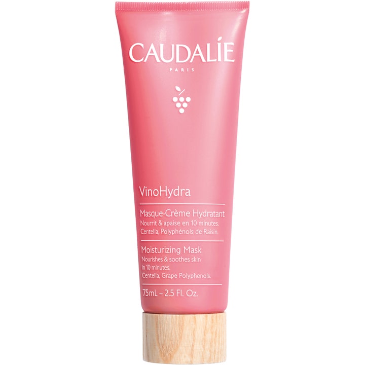 Caudalie VinoHydra Moisturizing Mask 75ml beroligende ansiktsmaske i rosa tube med trekork
