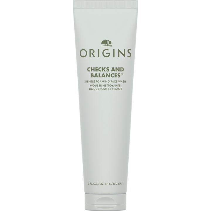 Origins Checks and Balances 150 ml skånsom skummende ansiktsrens som balanserer huden i en matt hvit tube med grønn logo