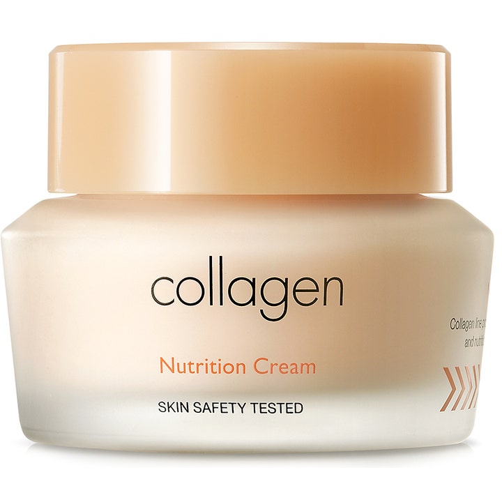 It's Skin Collagen Nutrition Cream 50 ml nærende ansiktskrem i frostet glasskrukke med ferskenfarget lokk