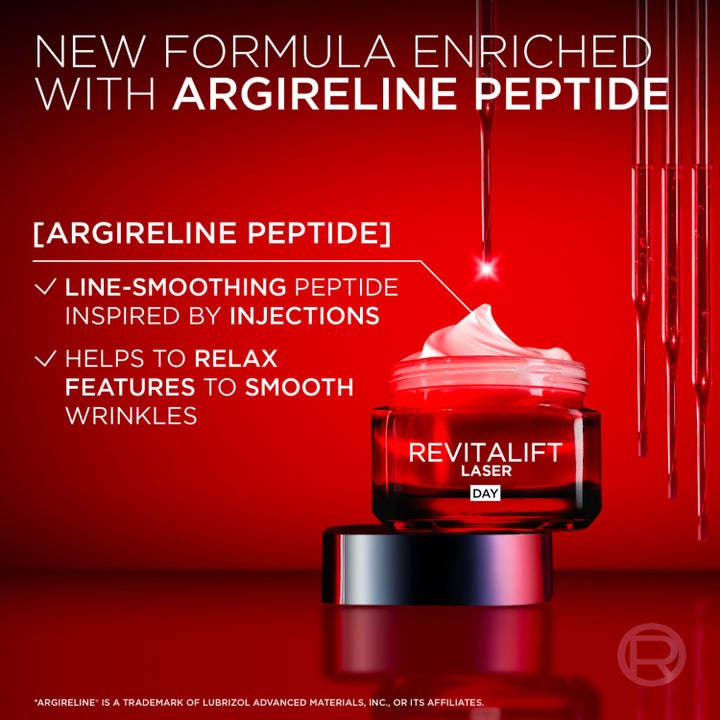 L'Oréal Paris Laser Advance Anti-Ageing Day 50 ml dagkrem i rød krukke med lett og hurtigabsorberende tekstur.