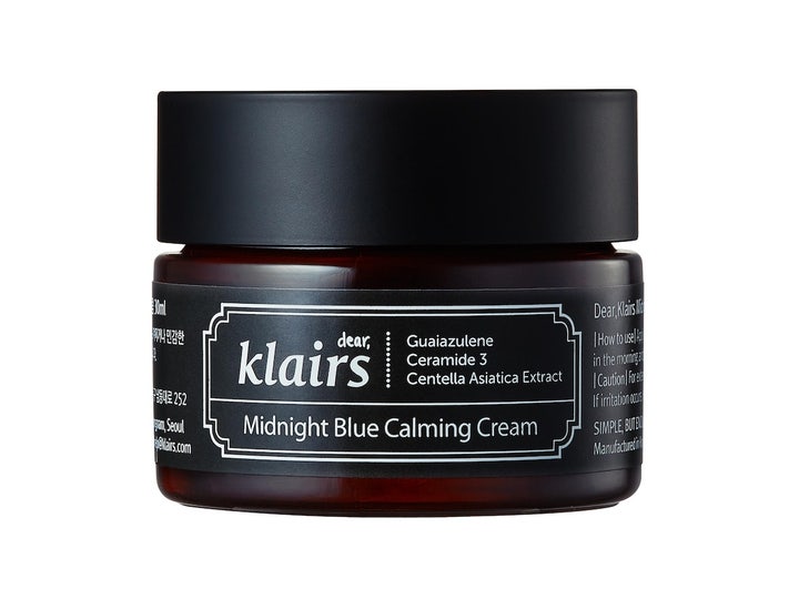 Klairs Midnight Blue Calming Cream 30 ml beroligende ansiktskrem i mørk glasskrukke med svart lokk