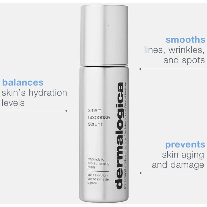 Dermalogica Smart Response Serum 30 ml ansiktsserum i sølvflaske som balanserer fukt og glatter ut linjer og rynker.
