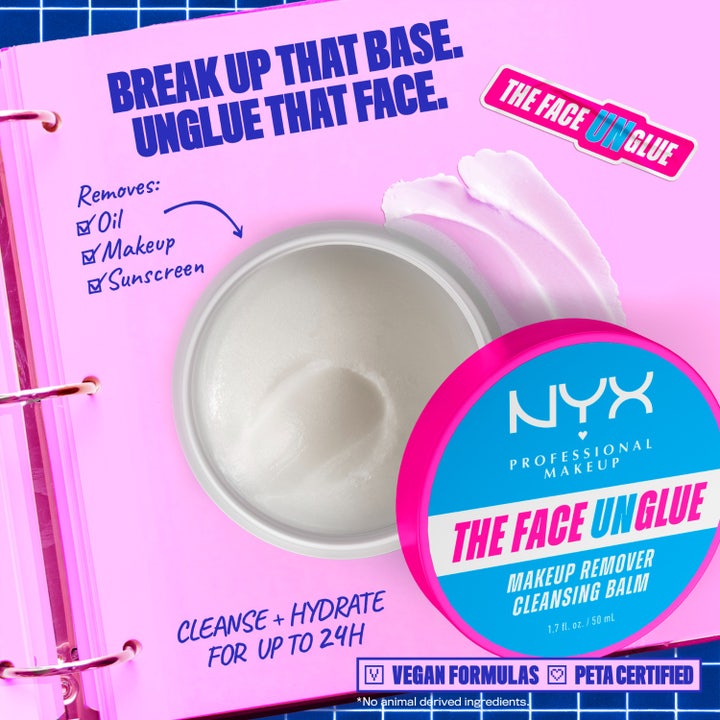 NYX Professional Makeup Face Unglue 50 ml vegansk cleansing balm fjerner sminke og solkrem med hvit tekstur i krukke