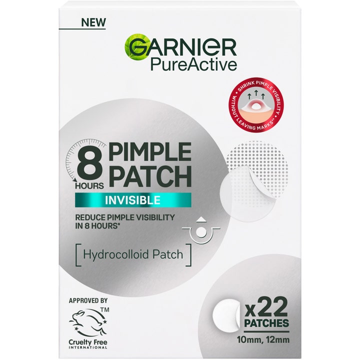 Garnier PureActive Pimple Patch 22 stk kviselapper som reduserer urenheter i hvit eske med sølvdetaljer