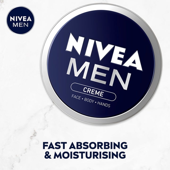 NIVEA Men creme 150 ml fuktighetsgivende hudkrem i blå boks for ansikt kropp og hender som absorberes raskt