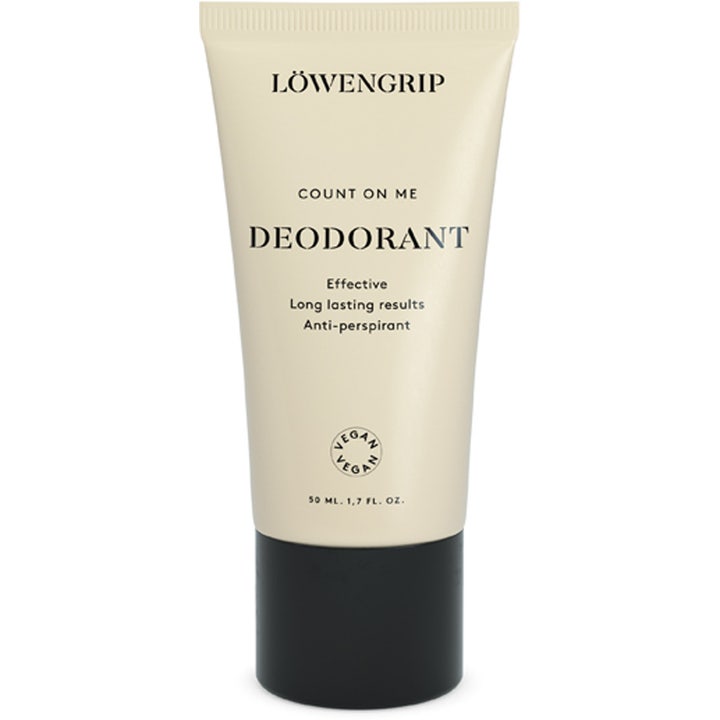 Löwengrip Count On Me Deodorant 50 ml effektiv anti-perspirant i beige tube med sort kork som gir langvarig beskyttelse