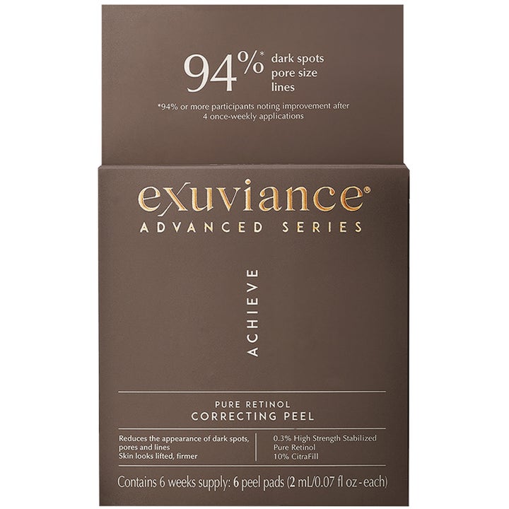 Exuviance Pure Retinol Correcting Peel 6 stk peeling som reduserer porer og linjer i mørkebrun eske med gullskrift