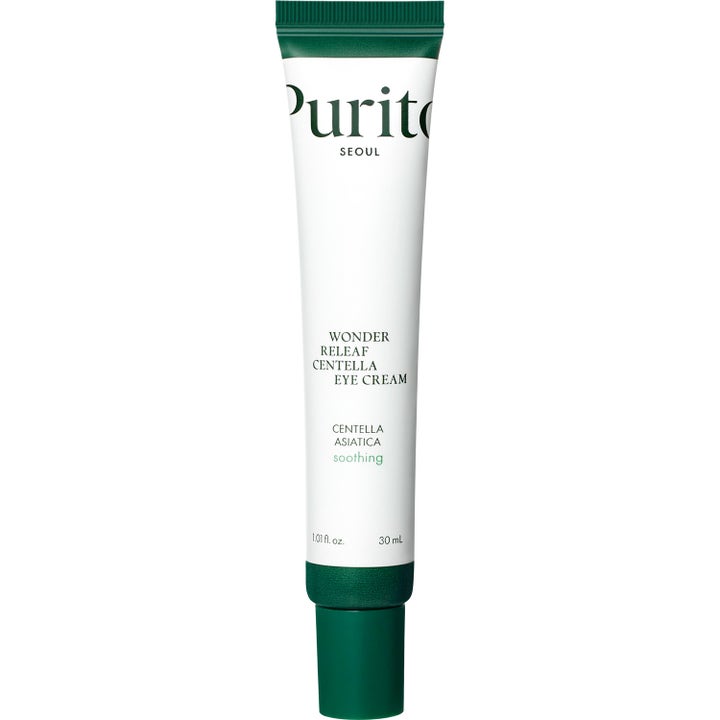 Purito Wonder Releaf Centella Eye Cream 30 ml beroligende øyekrem i hvit tube med grønn kork.