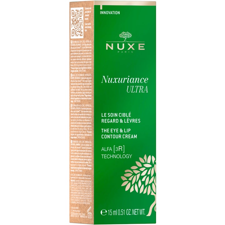 Nuxe Nuxuriance ULTRA 15 ml øyekrem som gir ny glød i grønn og gullfarget eske med ALFA [3R] teknologi.