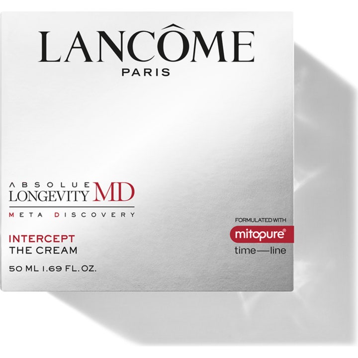 Lancôme Absolue Longevity MD Intercept The Cream 50 ml foryngende ansiktskrem i sølvfarget eske med Mitopure tekst