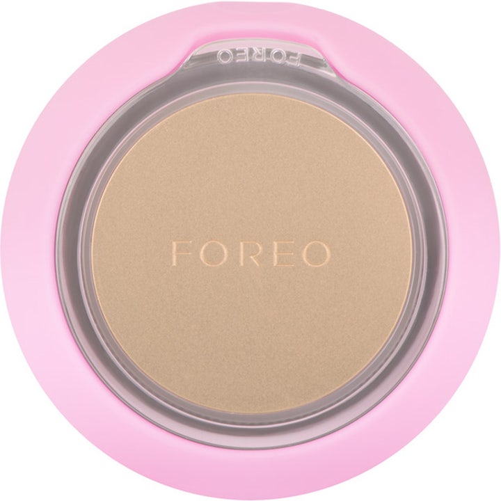 FOREO UFO mini 2 Pearl Pink ansiktsapparat i silikon med gullfarget varmeplate for hudpleie
